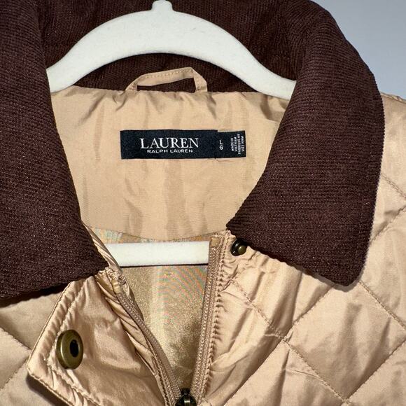 Lauren Ralph Lauren Women’s Classic Camel Corduroy-Trim Quilted Vest, Size L,NWT - Picture 3 of 8